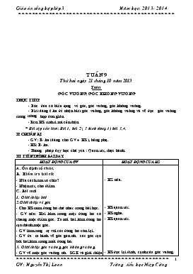 Bài giảng Lớp 3 - Môn Toán - Tuần 19 - Góc vuông, góc không vuông