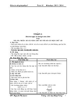 Bài giảng Lớp 3 - Môn Toán - Tuần 31 - Tiết 151: Nhân số có năm chữ số với số có một chữ số (tiếp theo)