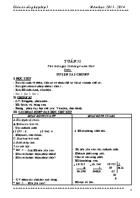 Bài giảng Lớp 3 - Môn Toán - Tuần 32 - Luyện tập chung (tiếp)