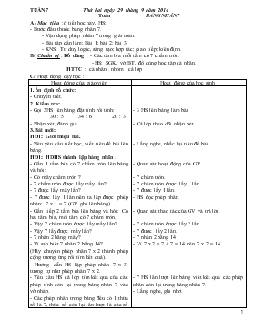 Bài giảng Lớp 3 - Môn Toán - Tuần 7 - Bảng nhân 7 (tiếp theo)