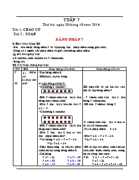 Bài giảng Lớp 3 - Môn Toán - Tuần 7 - Tiết 2 - Bảng nhân 7