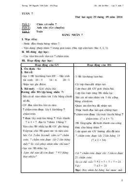 Bài giảng Lớp 3 - Môn Toán - Tuần 7 - Tiết 3 - Bảng nhân 7