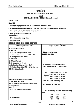 Bài giảng Lớp 3 - Môn Toán - Tuần Tuần 2 - Trừ các số có 3 chữ số (có nhớ 1 lần)