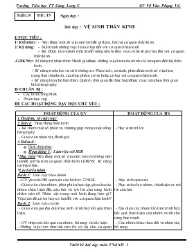 Bài giảng Lớp 3 - Môn Tự nhiên và xã hội - Tuần 8 - Tiết 15 - Bài dạy : Vệ sinh thần kinh