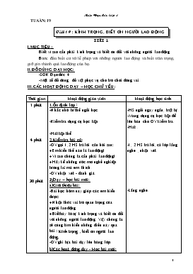 Bài giảng Lớp 4 - Môn Đạo đức - Tiết 19 : Kính trọng, biết ơn người lao động