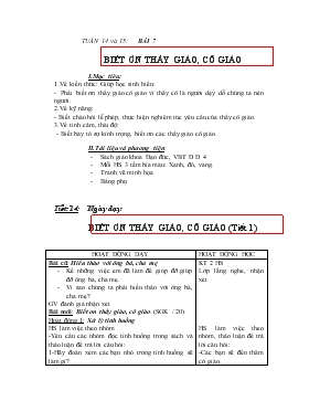 Bài giảng Lớp 4 - Môn Đạo đức - Tuần 14 và 15: Bài 7: Biết ơn thầy giáo, cô giáo