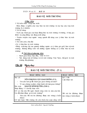 Bài giảng Lớp 4 - Môn Đạo đức - Tuần 30 và 31: Bài 14: Bảo vệ môi trường