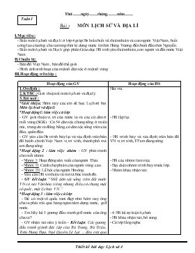 Bài giảng Lớp 4 - Môn Lịch sử - Tuần 1 - Bài : Môn lịch sử và địa lí