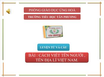 Bài giảng Lớp 4 - Môn Tiếng Việt - Bài Luyện từ và câu: Cách viết tên người , tên địa lí Việt Nam