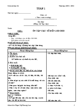 Bài giảng Lớp 4 - Môn Toán - Tiết 1 - Ôn tập các số đến 100 000 (tiết 1)