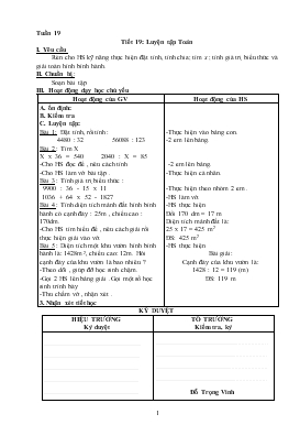 Bài giảng Lớp 4 Môn Toán - Tuần 19 - Tiết 19: Luyện tập Toán