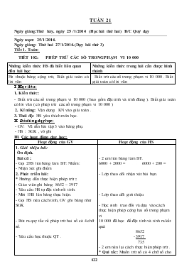 Bài giảng Tiết 1 - Toán: Tiết 102: Phép trừ các số trongphạm vi 10 000