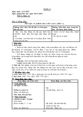 Bài giảng Tiết 2 - Tiếng việt: Ôn tập và kiểm tra giữa kì 1 (tiết 1)