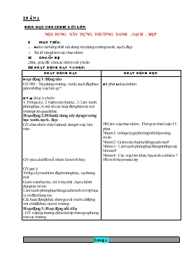 Bài giảng Tuần 1 - Giáo dục ngoài giờ lên lớp: Nội dung xây dựng trường xanh , sạch , đẹp