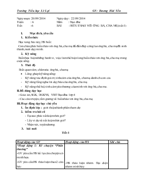 Bài giảng Tuần : 6 - Môn : Đạo đức - Tiết :6 - Bài : Hiếu thảo với ông bà, cha mẹ (tiết 1)