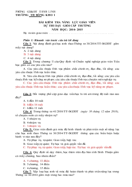 Bài kiểm tra năng lực giáo viên dự thi dạy giỏi cấp trường năm học: 2014- 2015