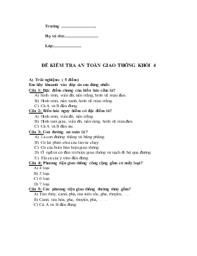 Đề kiểm tra an toàn giao thông khối 4