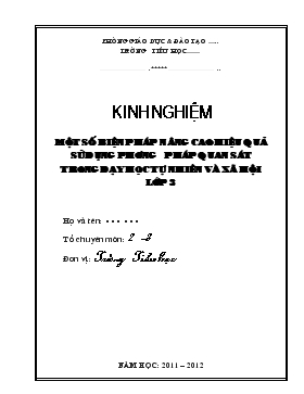 Đề tài Một số biện pháp nâng cao hiệu quả sử dụng phương pháp quan sát trong dạy học tự nhiên và xã hội lớp 3