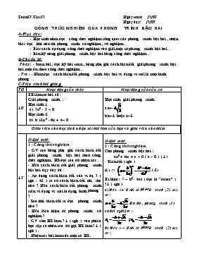 Giáo án Đại số khối 9 - Kỳ II - Tiết 53: Công thức nghiệm của phương trình bậc hai