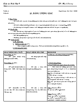 Giáo án Hình học 9 - Tiết 8: Bảng lượng giác