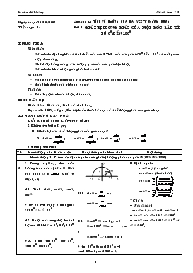 Giáo án Hình học (cơ bản) khối 10 - Tiết 14: Giá trị lượng giác của một góc bất kì từ 00 đến 1800