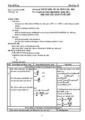 Giáo án Hình học (cơ bản) khối 10 - Tiết 16: Bài tập giá trị lượng giác của một góc bất kì từ 00 đến 1800