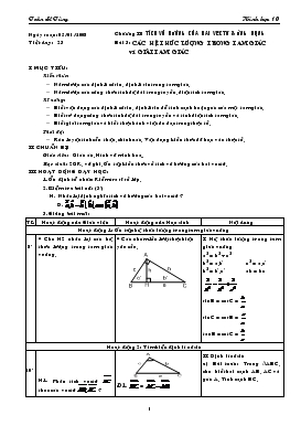 Giáo án Hình học (cơ bản) khối 10 - Tiết 23: Các hệ thức lượng trong tam giác và giải tam giác