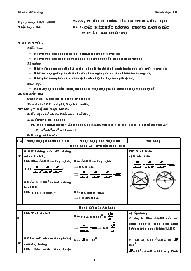 Giáo án Hình học (cơ bản) khối 10 - Tiết 24: Các hệ thức lượng trong tam giác và giải tam giác (tiếp)
