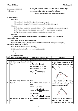 Giáo án Hình học (cơ bản) khối 10 - Tiết 27: Bài tập các hệ thức lượng trong tam giác và giải tam giác