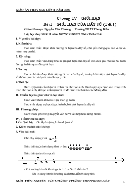 Giáo án Hình học khối 11 - Bài 1: Giới hạn của dãy số (tiết 1)