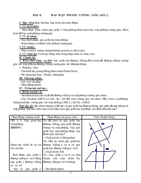 Giáo án Hình học khối 11 - Bài 4: Hai mặt phẳng vuông góc (tiết 1)
