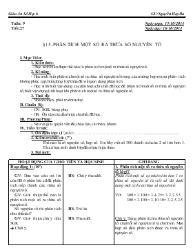 Giáo án Hình học khối 6 - Tiết 17: Phân tích một số ra thừa số nguyên tố