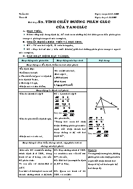 Giáo án Hình học khối 8 - Tiết 40: Tính chất đường phân giác của tam giác