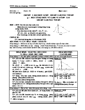 Giáo án Hình học khối 9 - Chương I: Hệ thức lượng trong tam giác vuông