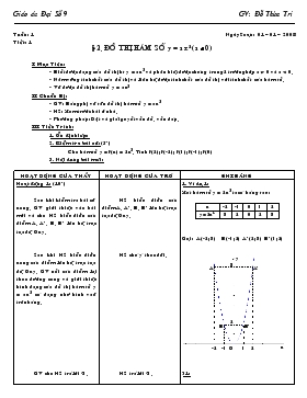 Giáo án môn Đại số lớp 9 - Đồ thị hàm số y = ax2 (a khác 0)