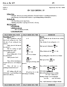 Giáo án môn Đại số lớp 9 - Tiết 64: Ôn tập chương IV
