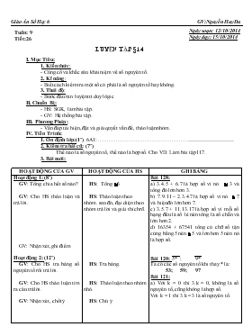 Giáo án Số Học khối 6 - Tiết 26: Luyện tập