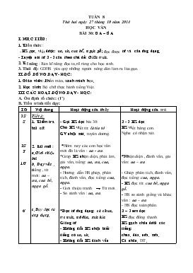 Bài giảng Lớp 1 - Môn Tiếng Việt - Học vần bài 30: Ua – Oa