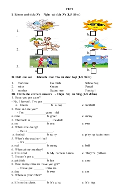 Bài giảng Lớp 3 - Môn Tiếng Anh - Kiểm tra