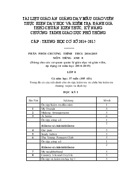 Bài giảng Lớp 3 - Môn Tiếng Anh - Lesson 1: Revission/ test