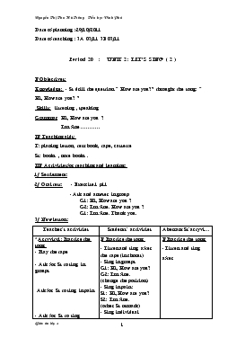 Bài giảng Lớp 3 - Môn Tiếng Anh - Period 20 : Unit 2 : Let’s sing (tiếp)