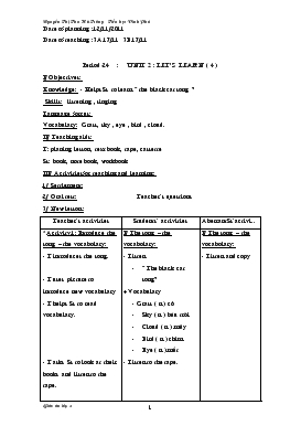 Bài giảng Lớp 3 - Môn Tiếng Anh - Period 24 : Unit 2 : Let’s learn (tiếp)