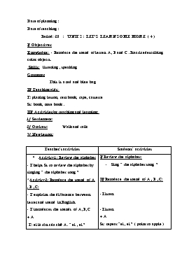 Bài giảng Lớp 3 - Môn Tiếng Anh - Period: 28 : Unit 2 : Let’s learn some more