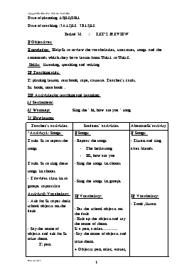 Bài giảng Lớp 3 - Môn Tiếng Anh - Period 32 : Let’s review