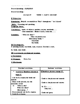 Bài giảng Lớp 3 - Môn Tiếng Anh - Period: 49 - Unit 3 : Let’s listen