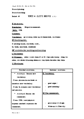 Bài giảng Lớp 3 - Môn Tiếng Anh - Period: 63 - Unit 4 : Let’s move