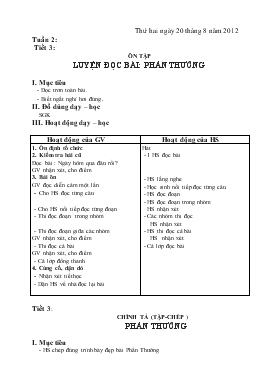 Bài giảng Lớp 4 - Môn Tiếng Việt - Tuần 2: Tiết 3: Ôn tập luyện đọc bài: Phần thưởng