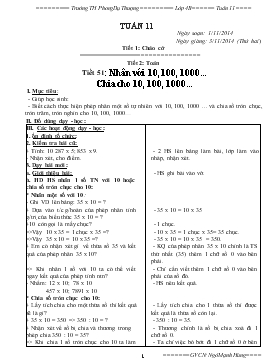 Bài giảng Lớp 4 - Môn Toán - Tiết 51: Nhân với 10, 100, 1000 - Chia cho 10, 100, 1000 (tiếp)