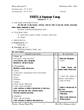 Bài giảng Lớp 5 - Môn Tiếng Anh - Unit 1 - Tiết 1 - A summer camp