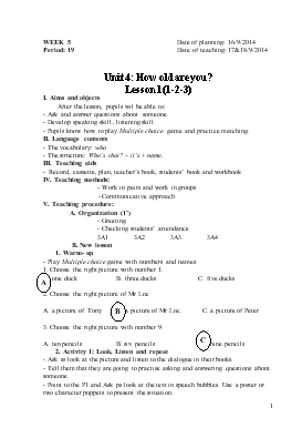 Bài giảng Lớp 5 - Môn Tiếng Anh - Unit 4: How old are you